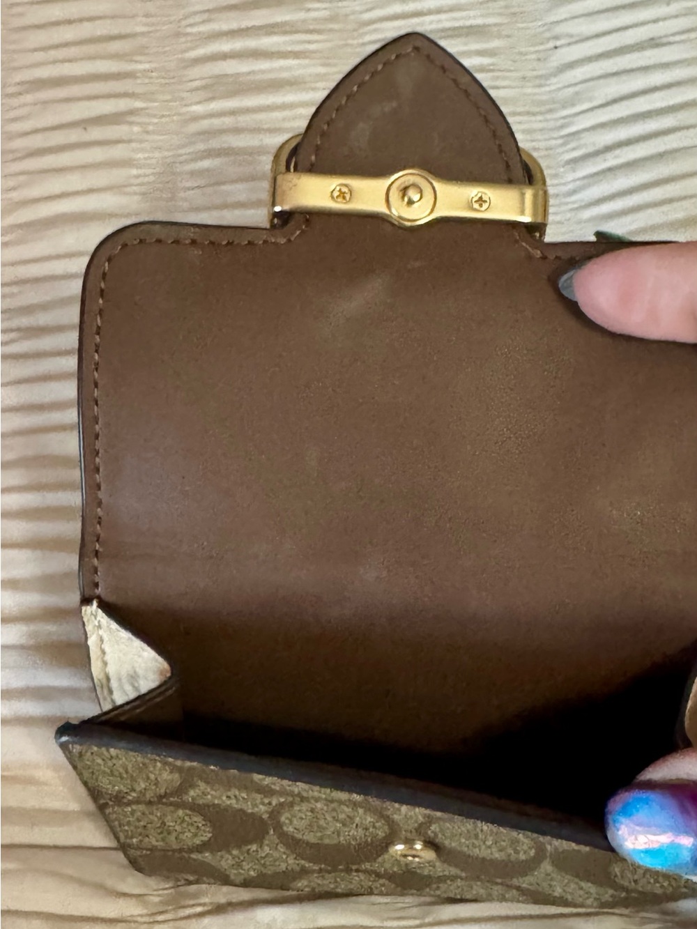 Coach Signature Canvas Wallet with Brown and Black Trim - Picture 4 of 6